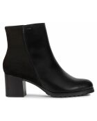 Bottines en Cuir & Velours de Cuir New Lise noires - Talon 6.5 cm