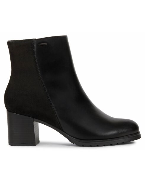 Bottines en Cuir & Velours de Cuir New Lise noires - Talon 6.5 cm