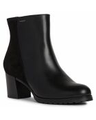 Bottines en Cuir & Velours de Cuir New Lise noires - Talon 6.5 cm