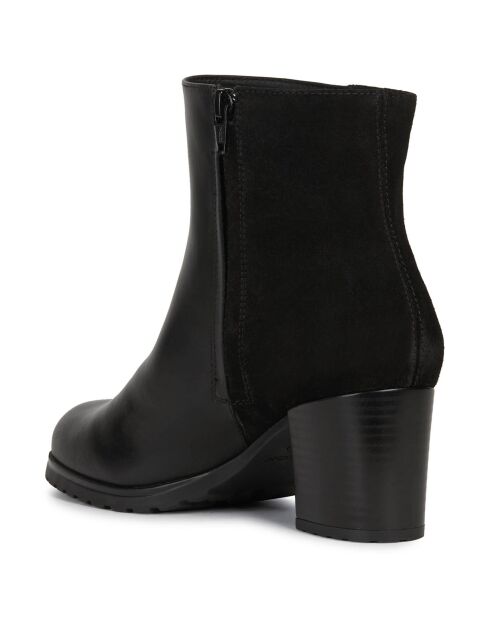 Bottines en Cuir & Velours de Cuir New Lise noires - Talon 6.5 cm