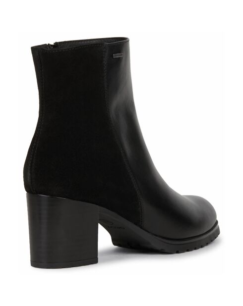 Bottines en Cuir & Velours de Cuir New Lise noires - Talon 6.5 cm