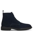 Boots en Velours de Cuir Cannaregio bleu marine