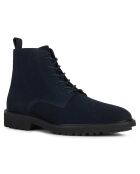 Boots en Velours de Cuir Cannaregio bleu marine