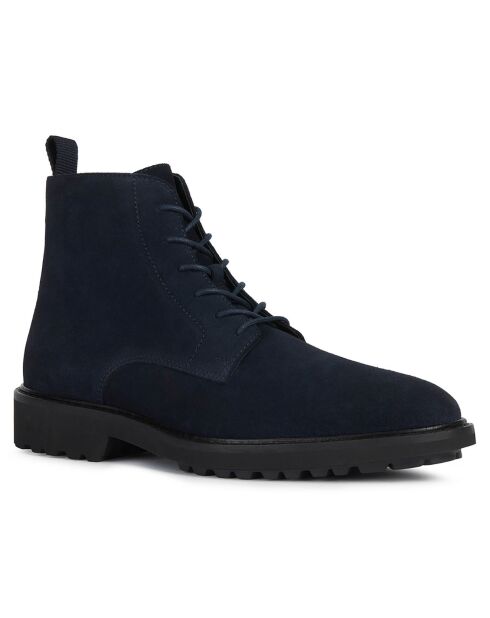 Boots en Velours de Cuir Cannaregio bleu marine