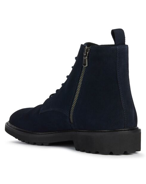 Boots en Velours de Cuir Cannaregio bleu marine