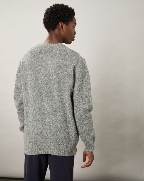 Pull 100% Laine Vierge Shetland Crew gris marl