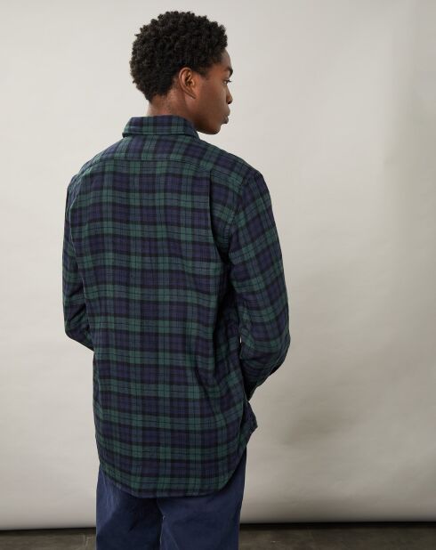 Chemise regular en Flanelle Paul à carreaux bleu/vert