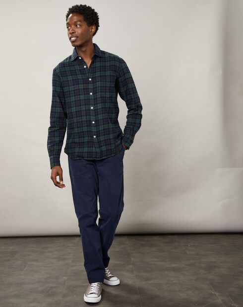 Chemise regular en Flanelle Paul à carreaux bleu/vert