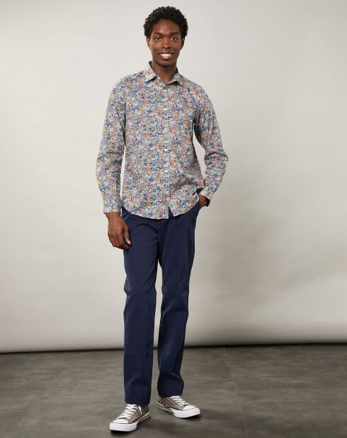 Chemise slim Sammy à fleurs bleu/rouge