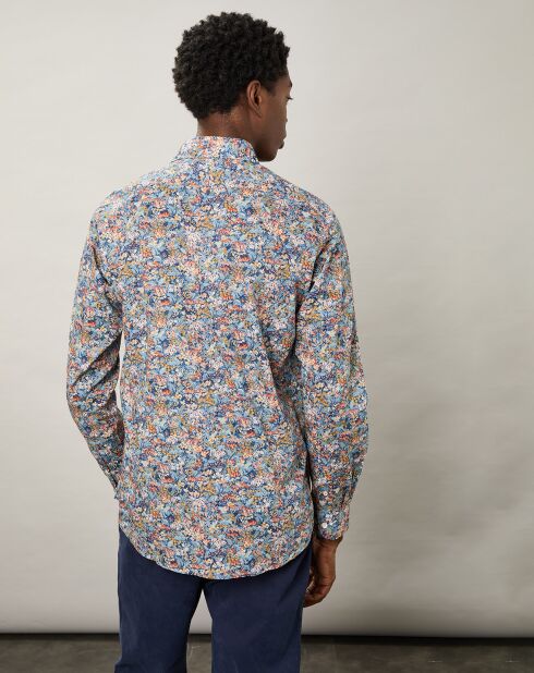 Chemise slim Sammy à fleurs bleu/rouge