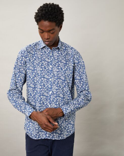 Chemise slim Sammy à fleurs bleu/blanc