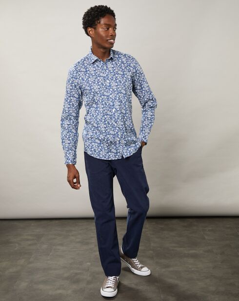 Chemise slim Sammy à fleurs bleu/blanc