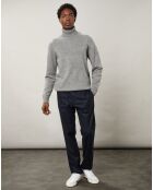 Pull 100% Laine Seamless Roll Neck gris flannel