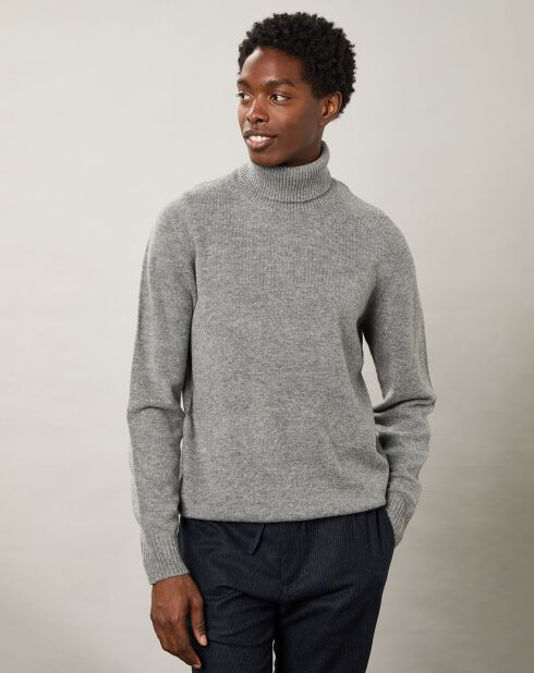 Pull 100% Laine Seamless Roll Neck gris flannel