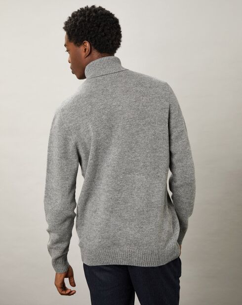 Pull 100% Laine Seamless Roll Neck gris flannel