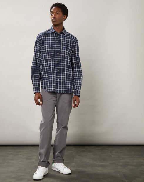 Chemise regular en Flanelle Paul à carreaux bleue