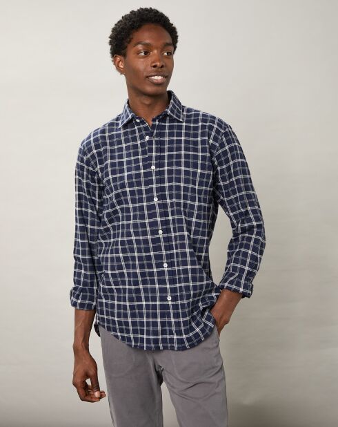 Chemise regular en Flanelle Paul à carreaux bleue