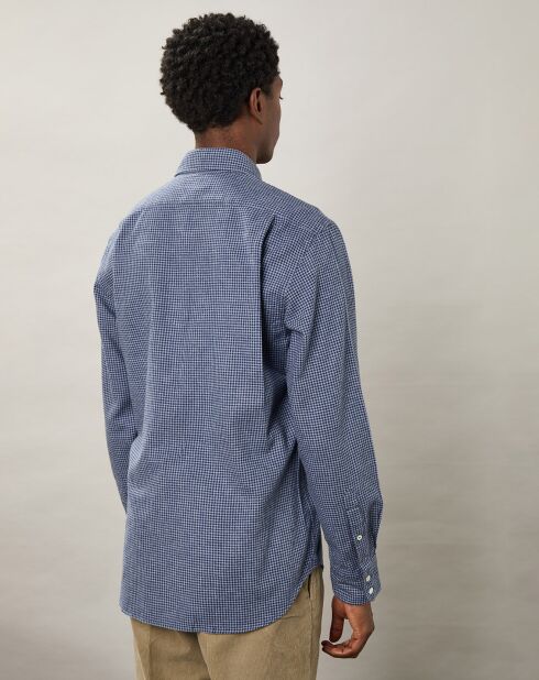 Chemise regular en Flanelle Paul à carreaux bleue