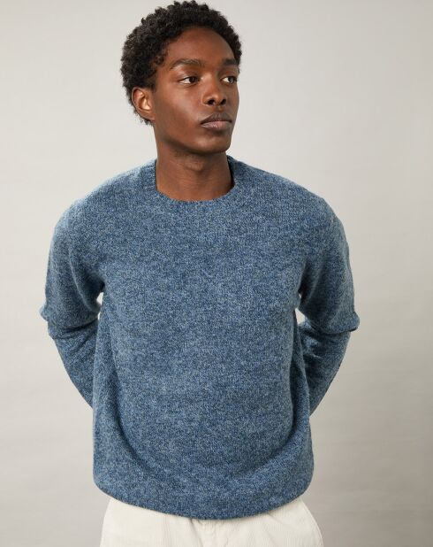 Pull 100% Laine Vierge Shetland Crew chambray marl