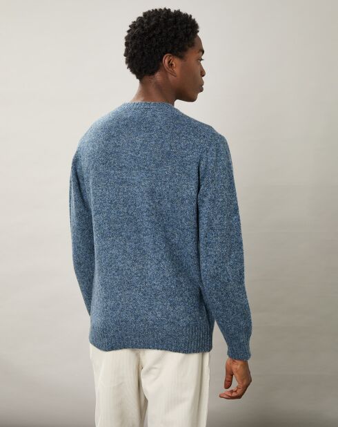 Pull 100% Laine Vierge Shetland Crew chambray marl