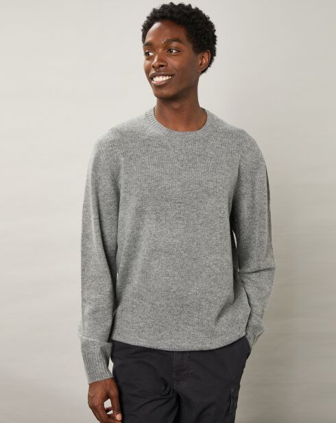 Pull 100% Laine Seamless Crew gris flannel