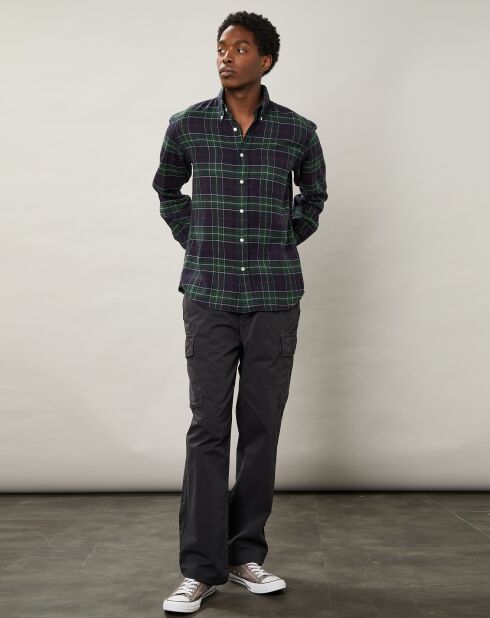 Chemise regular en Flanelle Pitt à carreaux vert/marine