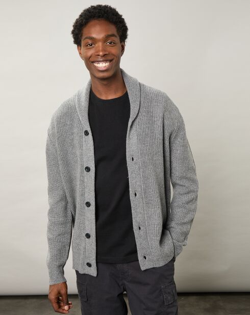 Cardigan en Laine & Cachemire Rib flanelle