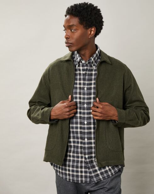 Blouson en Laine mélangée Del vert army