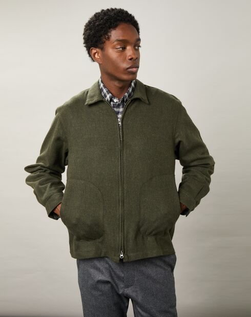 Blouson en Laine mélangée Del vert army