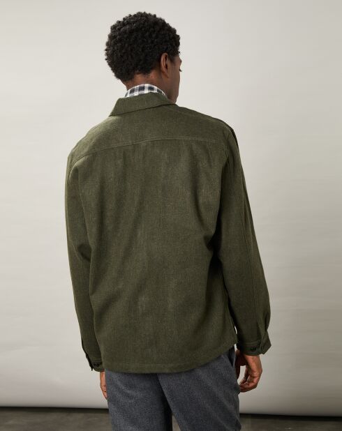 Blouson en Laine mélangée Del vert army