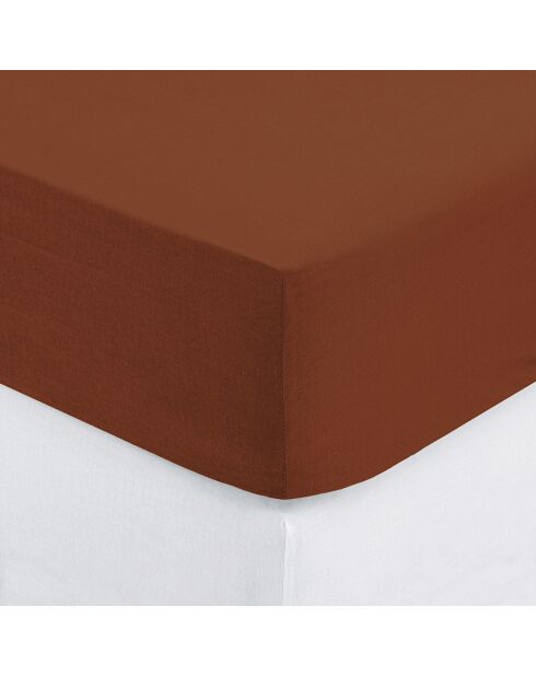 Drap housse en coton bonnet 30 cm rose terracotta