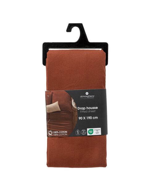 Drap housse en coton bonnet 30 cm rose terracotta
