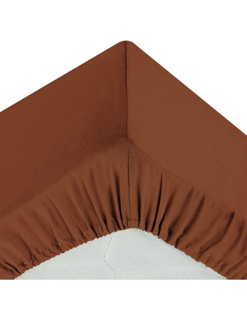 Drap housse en coton bonnet 30 cm rose terracotta