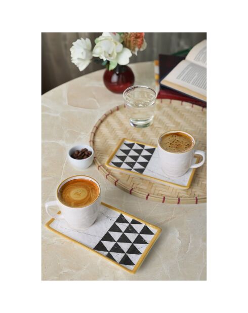 4 Tasses à café avec soucoupes multicolores - 100ml