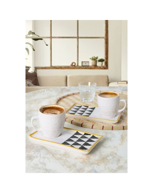 4 Tasses à café avec soucoupes multicolores - 100ml