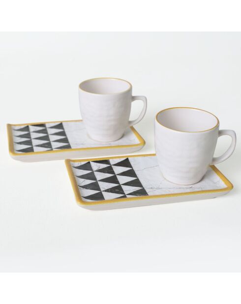 4 Tasses à café avec soucoupes multicolores - 100ml