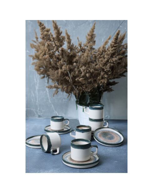 Service à thé blanc/bleu - 12 pièces