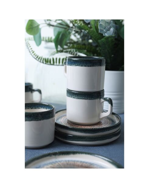 Service à thé blanc/bleu - 12 pièces