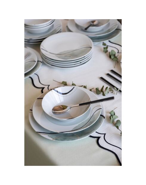 Set de vajilla de porcelana multicolor - 24 piezas