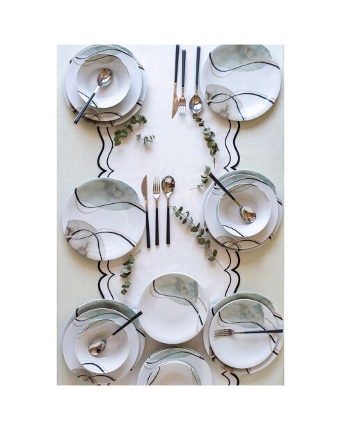 Set de vajilla de porcelana multicolor - 24 piezas