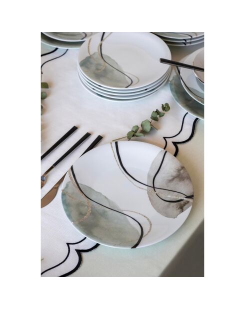 Set de vajilla de porcelana multicolor - 24 piezas