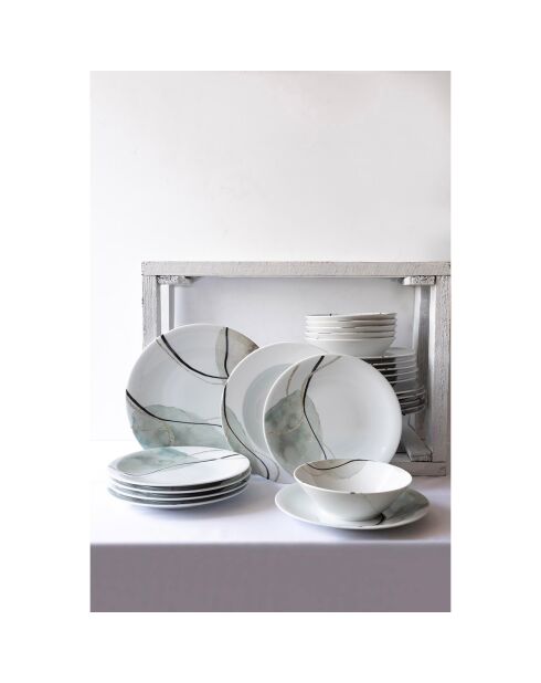 Set de vajilla de porcelana multicolor - 24 piezas