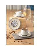Service tasses à café en Porcelaine bleu/blanc - 12 pièces