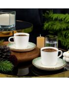 Service tasses à café en Porcelaine  vert/blanc - 12 pièces