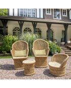 2 fauteuils en bambou avec 2 coussins zamzebe naturel - 70x68x110 cm