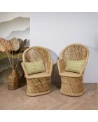 2 fauteuils en bambou avec 2 coussins zamzebe naturel - 70x68x110 cm