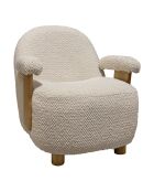 Fauteuil en Bouclette Structure en Bois Ulysse beige/naturel - 72x75x73.5cm