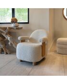 Fauteuil en Bouclette Structure en Bois Ulysse beige/naturel - 72x75x73.5cm