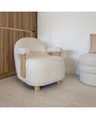 Fauteuil en Bouclette Structure en Bois Ulysse beige/naturel - 72x75x73.5cm