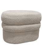 Pouf en Bouclette Structure en Bois Ulysse beige - 64x44x45 cm